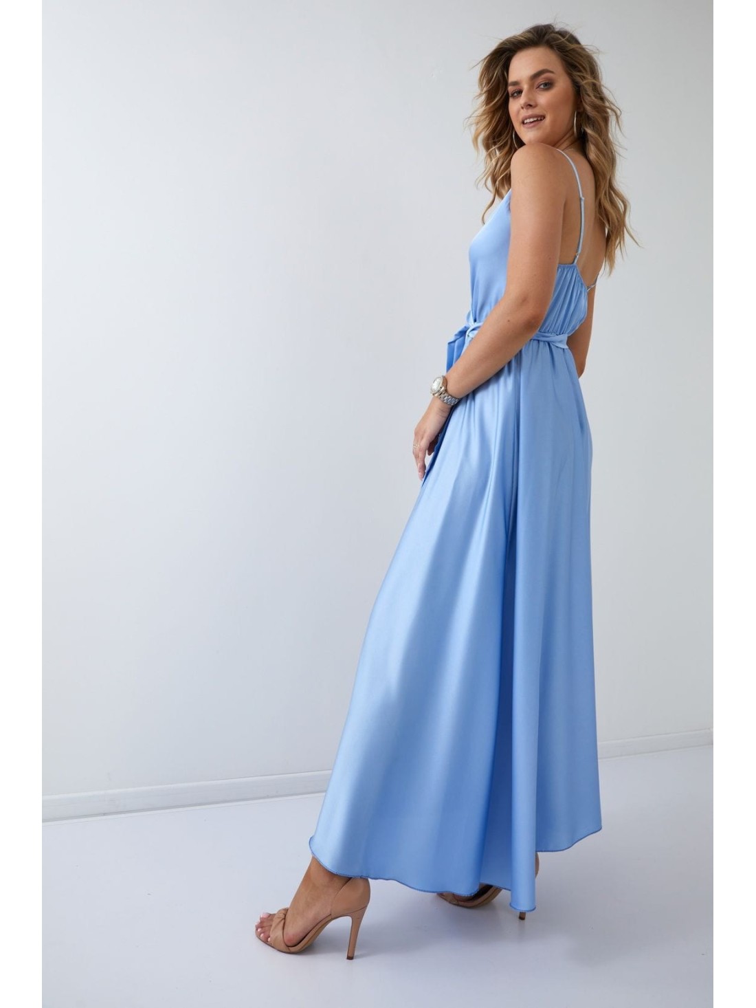 Maxi-Wickelkleid mit Gürtel, blau 53535 – Online-Shop – Boutique